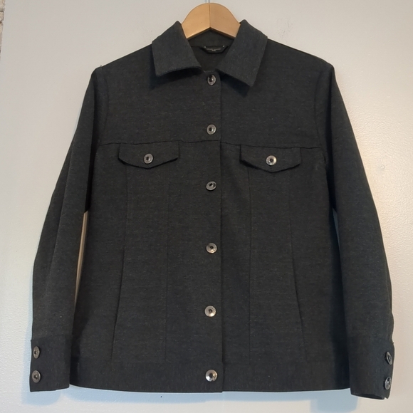 Simon Chang Blazer Jacket women's Size 6 Gray Button Accents Pockets Corpcore - Picture 1 of 11